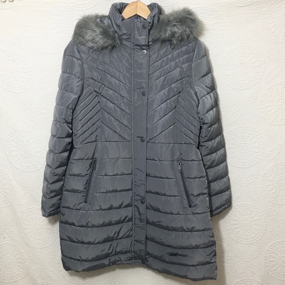 KENNETH COLE Faux Fur Trimmed Hooded Puffer Jacket - Picture 3 of 13